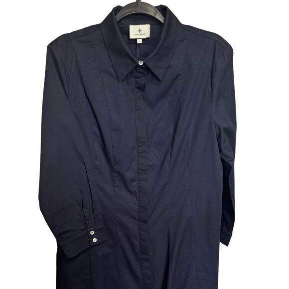 Tuckernuck New Briana Dress Midi Button Down Long Sleeves Dark Navy Size Large - Picture 7 of 15